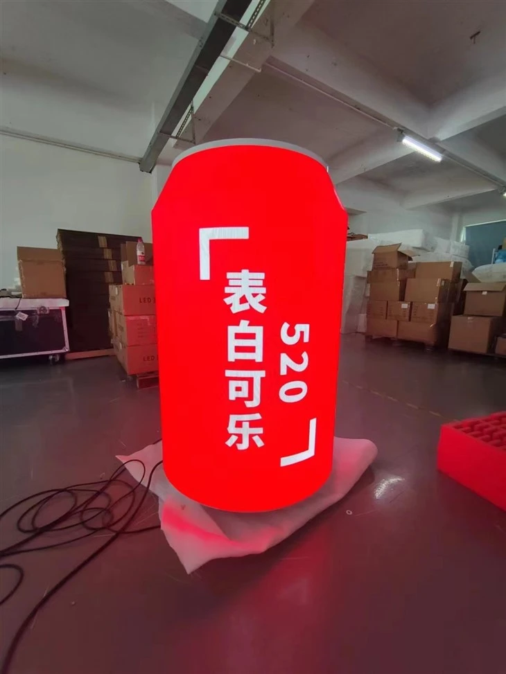 P1.8 LED Beer Can Display / LED Coke Can Display With Front Maintenance Soft Led Modules And Customized Flexible Modules For Unique Digital Advertisement P1.8 LED Beer Can Display / LED Coke Can Display With Front Maintenance Soft Led Modules And Customized Flexible Modules For Unique Digital Advertisement